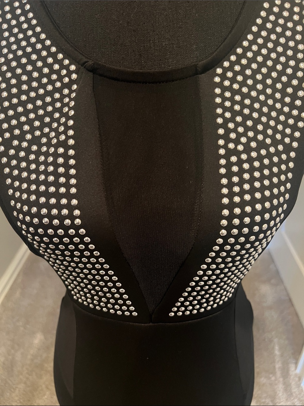 🎯 2/$5 Say What? Black Mini Dress with Silver Stud Panels - Picture 2 of 9